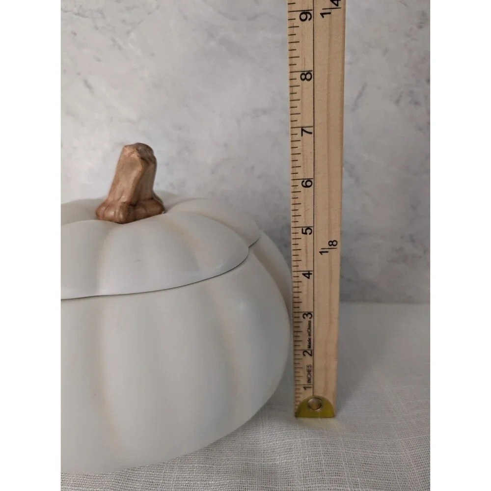 Teleflora Halloween Enchanted Harvest White Pumpkin Ceramic Cookie Jar 7